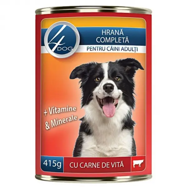 Conserva pentru caini adulti 4Dog cu vita 415 gr