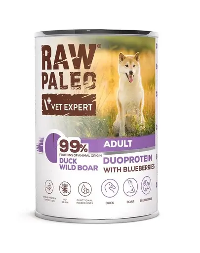 Conserva RAW PALEO Duck Boar Adult 400g rata si mistret pentru caini adulti