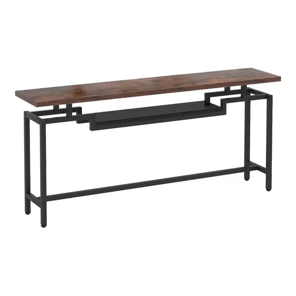 Consolă cu functie de depozitare Onole, metal și Lemn, Nuc, 180x35x82 cm