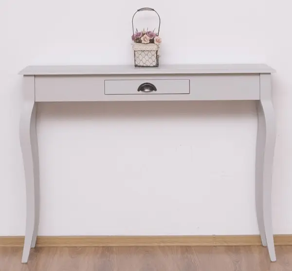 Consola cu picioare curbate, 1 sertar cu finisaj Cool Grey