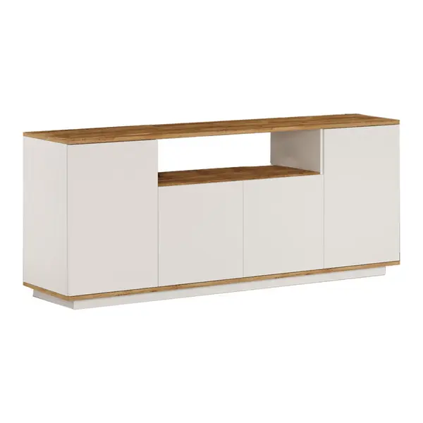 Consola Placefol melaminat alb - culoare lemn natural 180x44.5x75cm