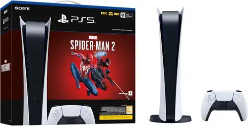 Consola PlayStation 5 Digital Edition (PS5), 825GB SSD (Alb) + Marvel's Spider-Man 2
