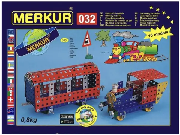 Constructor de metal 10 in 1 Merkur - Locomotive, 300 piese