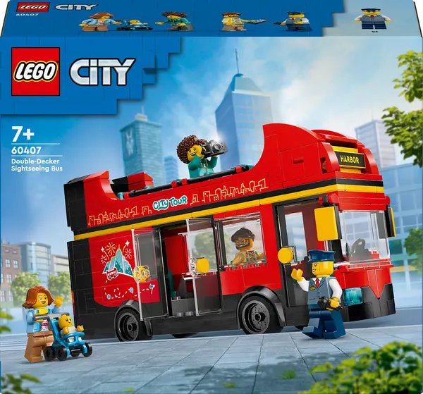 Constructor LEGO City - Autobuz turistic roșu cu etaj(60407)