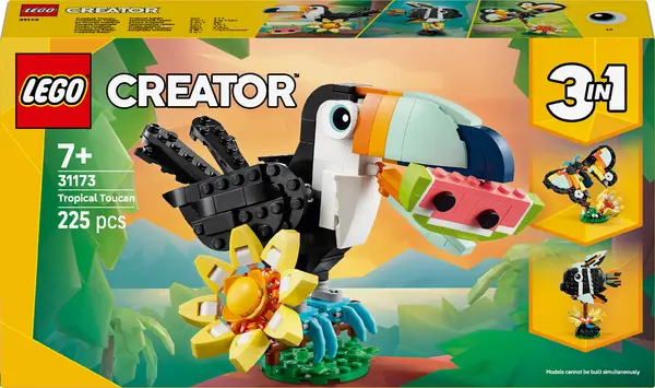 Constructor LEGO Creator 3 in 1 - Animale sălbatice: Tucan tropical (31173)