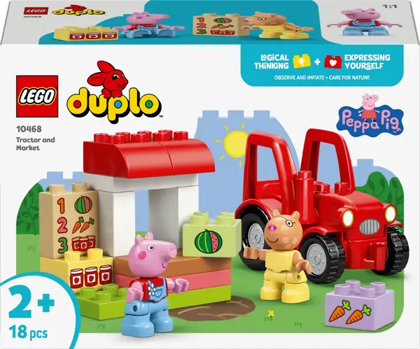 Constructor LEGO Duplo - Peppa Pig Tractor și piață (10468)