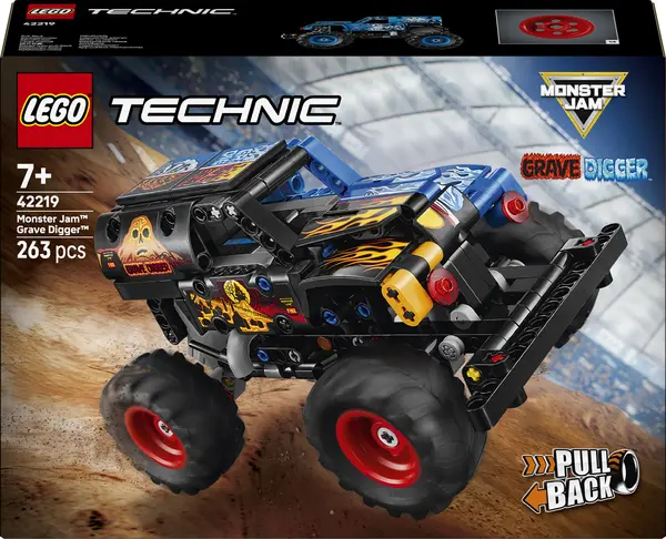 Constructor LEGO Technic Monster Jam - Grave Digger Foc și gheață (42219)