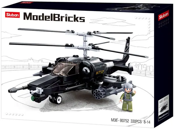 Constructor Sluban Model Bricks - Elicopter KA-50, 330 piese