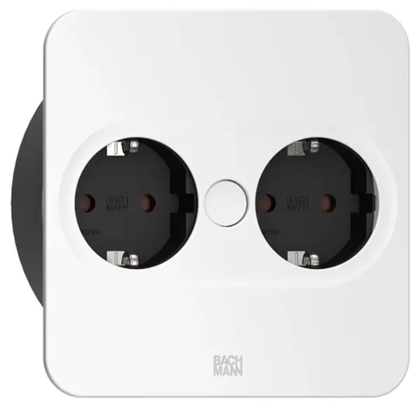 Contact pentru încorporare Bachmann - TWIST 2, 2x Schuko, 2 m, pătrat, alb