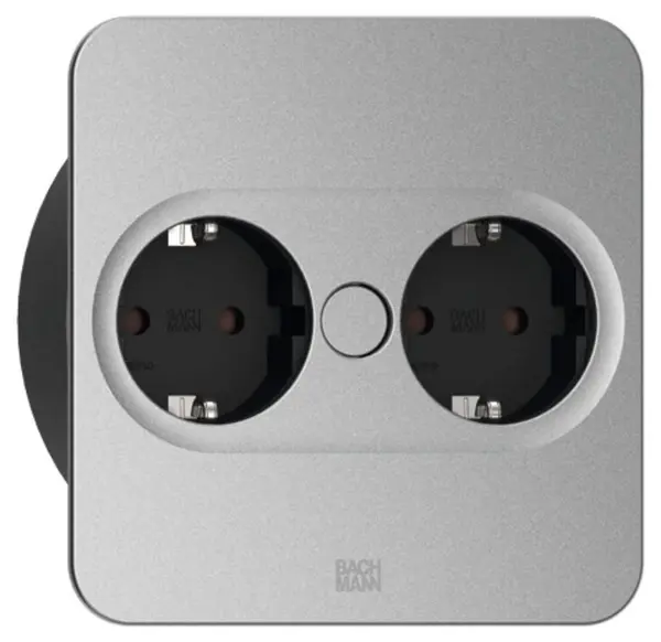 Contact pentru încorporare Bachmann - TWIST 2, 2x Schuko, 2 m, pătrat, inox