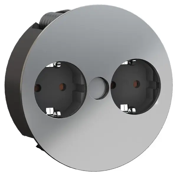 Contact pentru încorporare Bachmann - TWIST, 2x Schuko, 2 m, crom