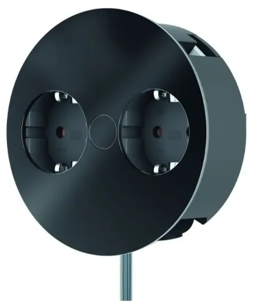 Contact pentru încorporare Bachmann - TWIST, 2x Schuko, 2 m, negru mat