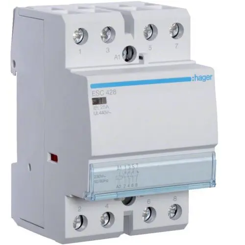 Contactor 25A, 3ND+1NI, 230V Hager ESC428