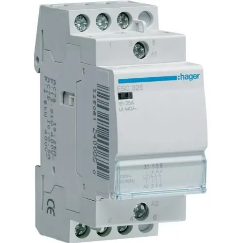Contactor, 25A, 3ND, 230V Hager ESC325