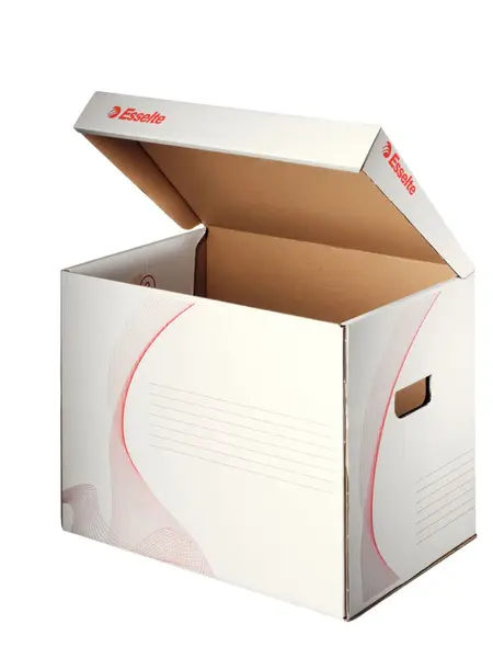 Container arhivare si transport Esselte Standard, cu capac, carton, 100% reciclat, certificare FSC, reciclabil, alb Container arhivare si transport Esselte Standard, cu capac, carton, 100% reciclat, certificare FSC, reciclabil, alb