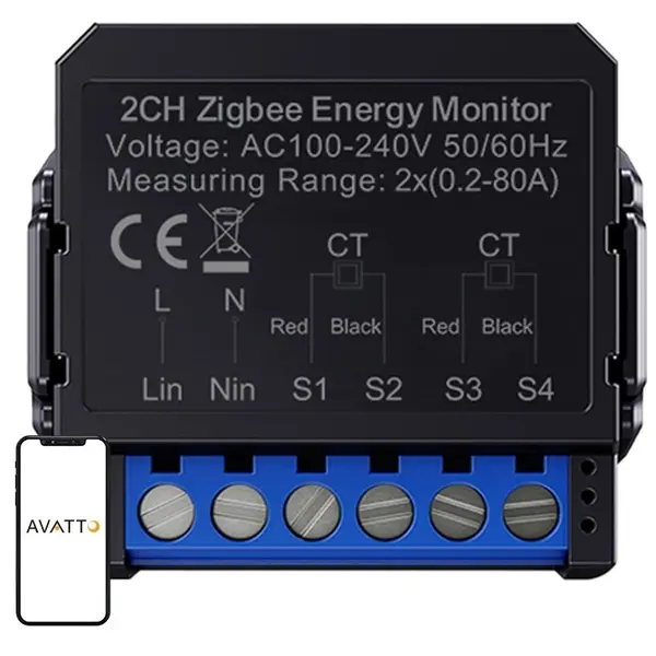 Contor de energie inteligent bi-directional ZigBee Avatto ZWPM16-2 INN-079254