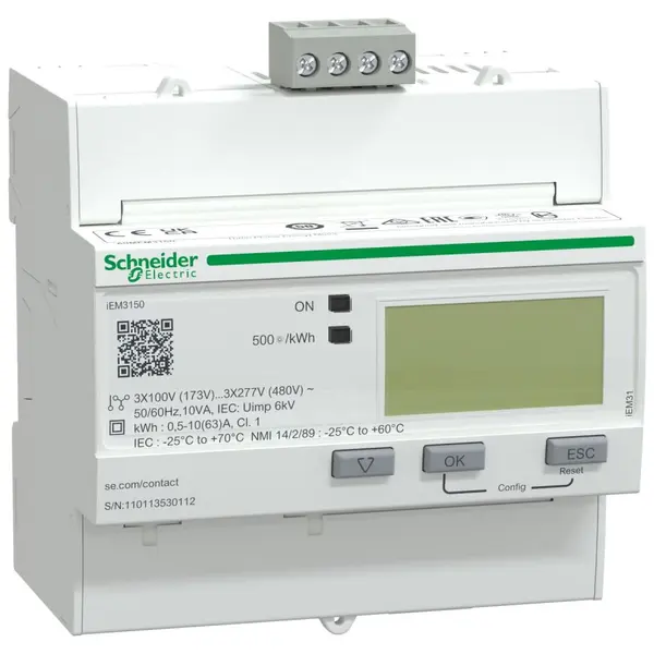 Contor energie JT conectare directa, 63A / class 1, pack.mas.basic, RS485 Modbus Schneider A9MEM3150