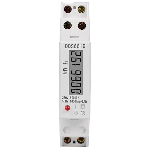 Contor monofazat de energie electrica, Sinotimer, 230V AC 50Hz, 5(60)A, ecran digital LED, DDS6619-002 DDS6619-002-60A