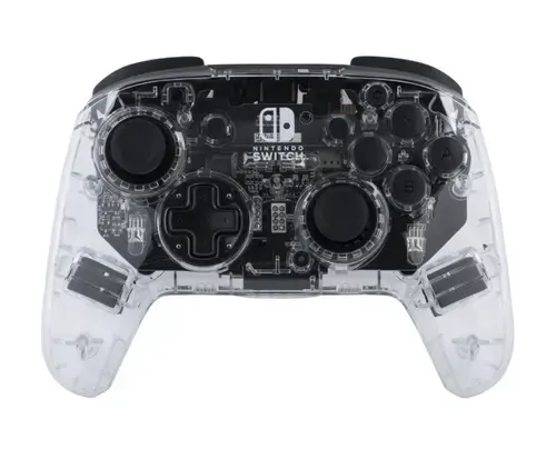 Controller Wireless PDP Afterglow pentru Nintendo Switch, Autonomie 30 ore (Transparent/Negru)