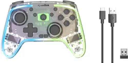Controller Wireless Speedlink RAIT NX RGB, Bluetooth/2.4GHz, Compatibil PC, Android, Nintendo Switch OLED/Lite (Transparent)