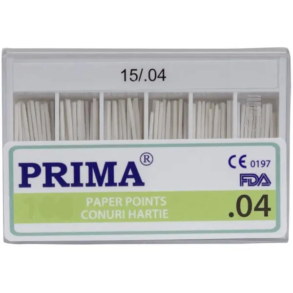 Conuri din Hartie Absorbanta ISO 15, Alb, Marimea 4, pentru Uscarea Canalelor Radiculare, 60 Bucati