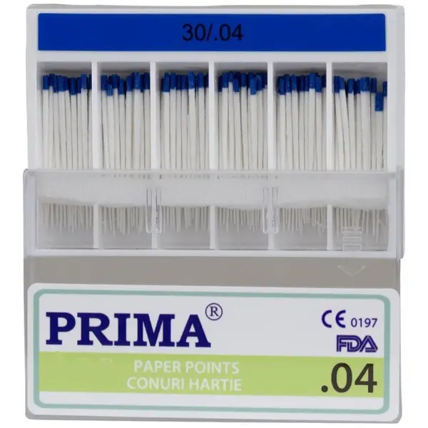 Conuri din Hartie Absorbanta ISO 30, Albastru, Marimea 4, pentru Uscarea Canalelor Radiculare, 60 Bucati