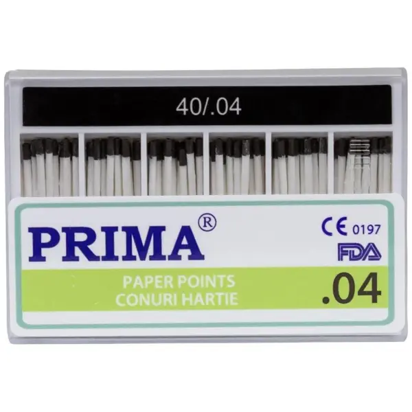 Conuri din Hartie Absorbanta ISO 40, Negru, Marimea 4, pentru Uscarea Canalelor Radiculare, 60 Bucati