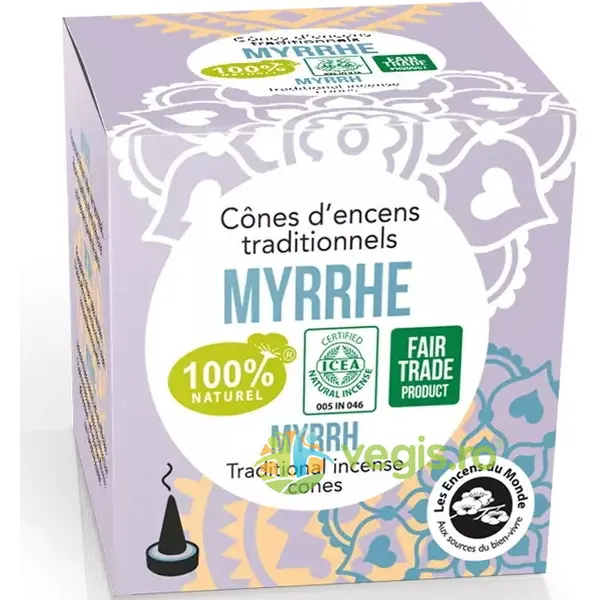 Conuri Parfumate Naturale Indiene cu Smirna 12buc