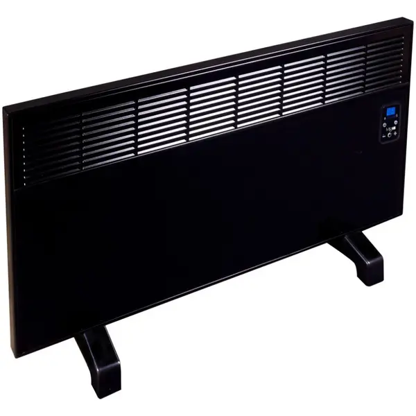 Convector de perete sau pardoseala Vigo EPK 2500 W Black Glass, control electronic, Termostat de siguranta, termostat reglabil, IP 24, pentru 28 mp, ERP 2018