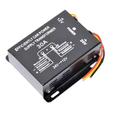 Convertor Tensiune Auto 24V la 12V 30A, Reductor Profesional Camioane, Protectie Suprasarcina 30A