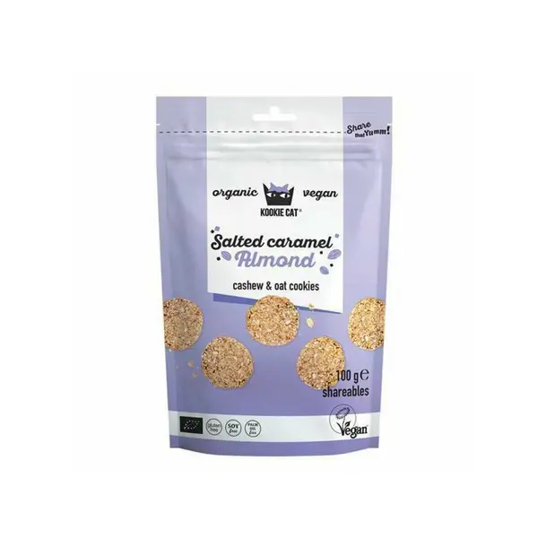 Cookie cu migdale si caramel sarat bio 100g Kookie Cat