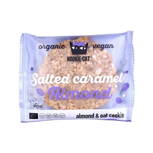 Cookie cu migdale si caramel sarat bio 50g Kookie Cat