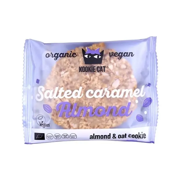 Cookie cu migdale si caramel sarat bio 50g Kookie Cat