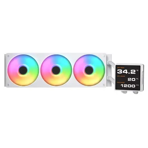 Cooler CPU AIO COUGAR Poseidon Vistek Pro ARGB 360, Racire cu lichid, Ecran 3.95inch, Ventilator Unity 360 ARGB, 2500 RPM (Alb)
