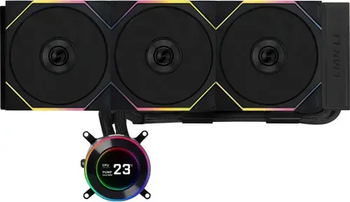 Cooler CPU AIO Lian Li Hydroshift II LCD-C 360TL GHS2LCD36TB, Racire cu lichid, Ecran IPS 2.1inch, 3x120mm FDB (Negru)