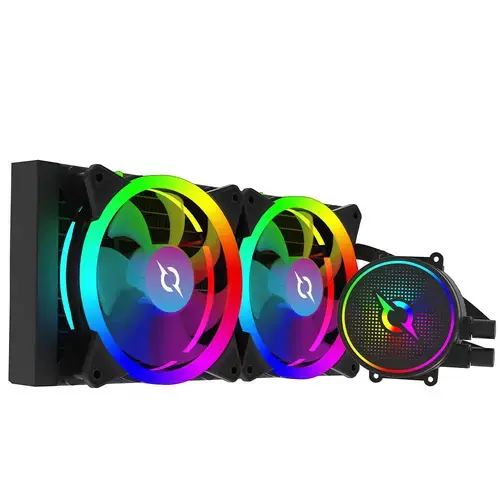Cooler CPU AQIRYS Aquarius 240 AiO, 2 x 120mm, iluminare ARGB (Negru)