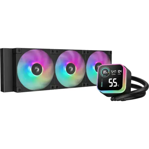 Cooler CPU DeepCool LQ360, 3 x 120mm, 600 - 2400 RPM, iluminare RGB (Negru)