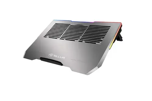 Cooler laptop Tellur Shade, 17.3inch, 3 ventilatoare, RGB LED, USB, USB-C, aluminiu (Gri)