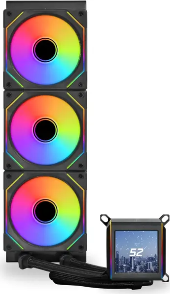 Cooler lichid Lian Li - Galahad II LCD 360 SL-INF, 3x 120 mm, LCD, negru