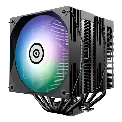 Cooler Procesor ENERMAX ETS-TD60D-ARGB, Intel / AMD, Support 250W+ TDP, 2x PWM Fans, Display (Negru)