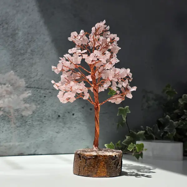 Copac Feng Shui din cuarț roz – Tree of Life, 23 cm