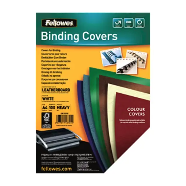 Coperti carton Fellowes A4 250 gr imitatie piele alb 100/top Coperti carton Fellowes A4 250 gr imitatie piele alb 100/top