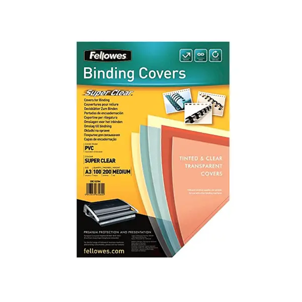 Coperti plastic Fellowes A3 200 microni transparent 100/top Coperti plastic Fellowes A3 200 microni transparent 100/top