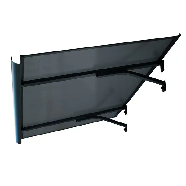 Copertină BODO PRO cu jgheab 120x90 cm din policarbonat – Negru/Antracit - Negru/Antracit