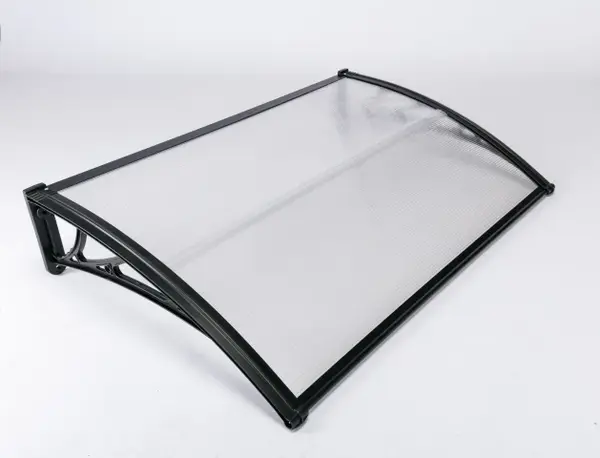 Copertină ECO de ușă 150x80cm marchiză adăpost acoperiș negru-transparent - negru/Transparent