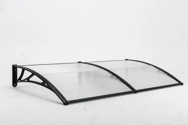 Copertină ECO de ușă 200x100cm marchiză adăpost acoperiș negru-transparent - Negru/Transparent