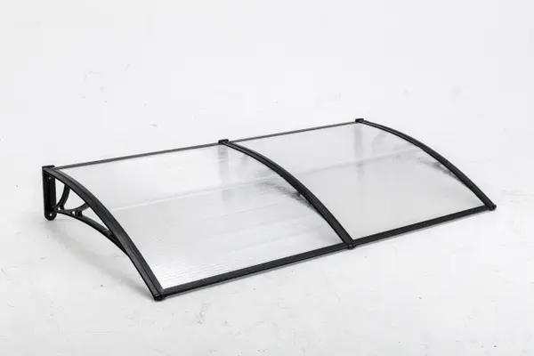 Copertină ECO de ușă 200x150cm marchiză adăpost acoperiș negru-transparent - Negru/Transparent