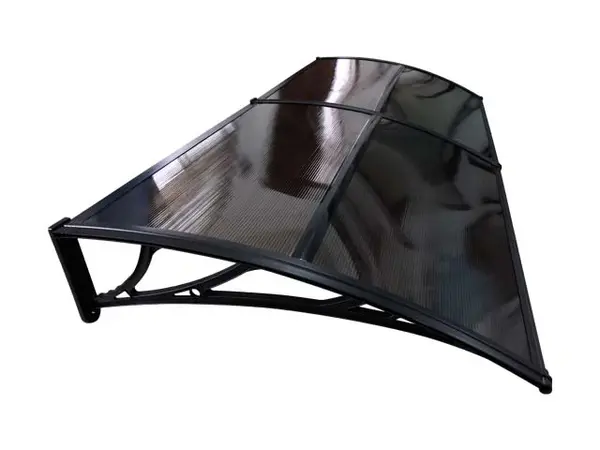 Copertină ECO de ușă 240x100cm marchiză adăpost acoperiș negru-bronz - Negru/Bronz