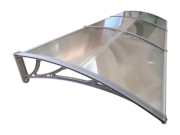 Copertină ECO de ușă 360×120cm marchiză adăpost acoperiș gri-transparent - Gri/Transparent