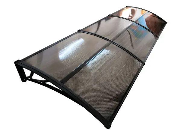 Copertină ECO de ușă 360×120cm marchiză adăpost acoperiș negru-bronz - Negru/Bronz